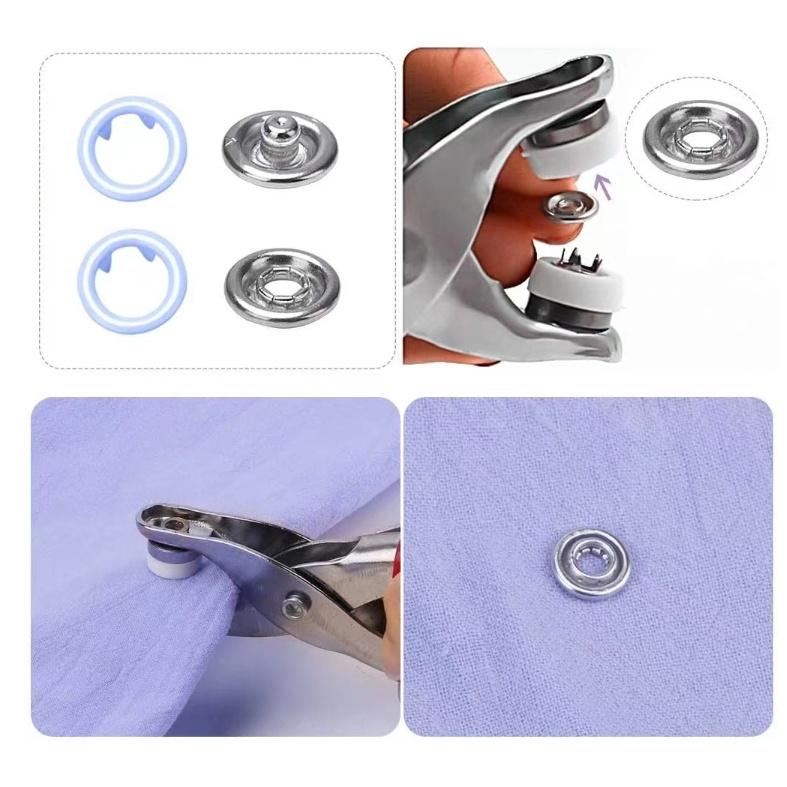 扣子DIY組 150套組 免縫不銹鋼五爪扣 五爪扣安裝工具 不銹鋼暗扣 嬰兒寶寶服鈕扣修復 免縫隱形包屁衣鈕扣 防走光-細節圖5