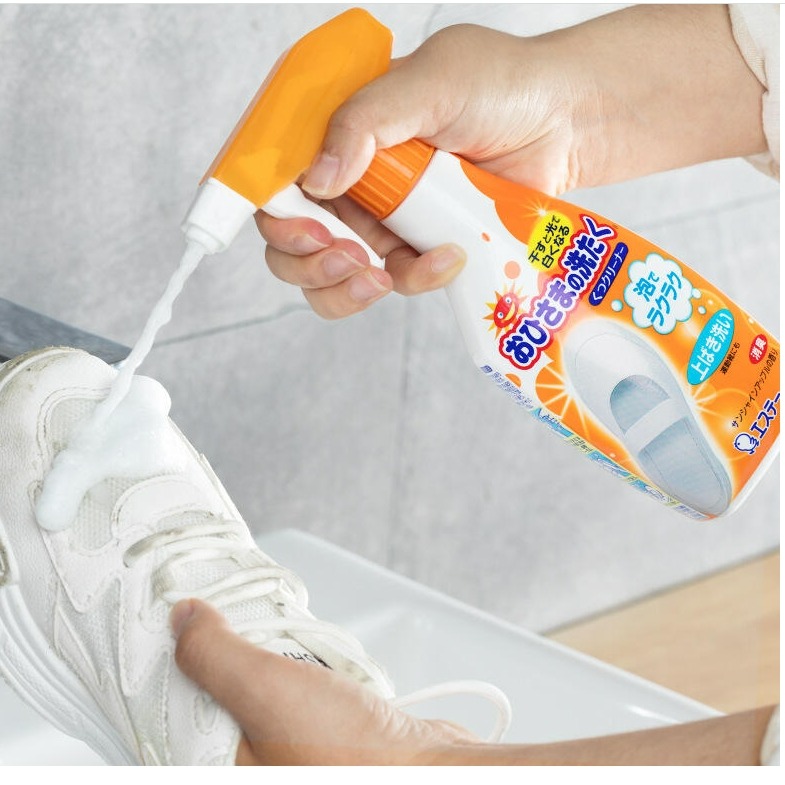 日本進口 布鞋免水洗 小白鞋清潔劑 去污增白 網面鞋 洗鞋清潔噴霧 泡沫擦鞋 去污刷鞋-細節圖6