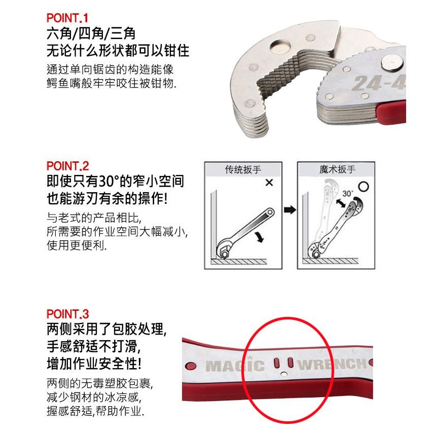 魔術萬能扳手 9~45mm螺帽 扳手一支通用 水管瓶蓋皆可轉 多功能魔術扳手 萬用多功能扳手 快速管鉗子 兩用開口活扳手-細節圖5