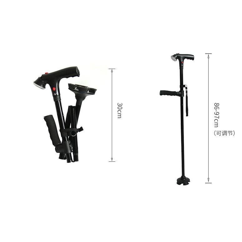第二代來了 內建警報器 帶扶手 起身助力不倒翁拐杖 不倒翁折疊杖 LED燈 長輩 四段高度可調 拐杖 老人手杖-細節圖2