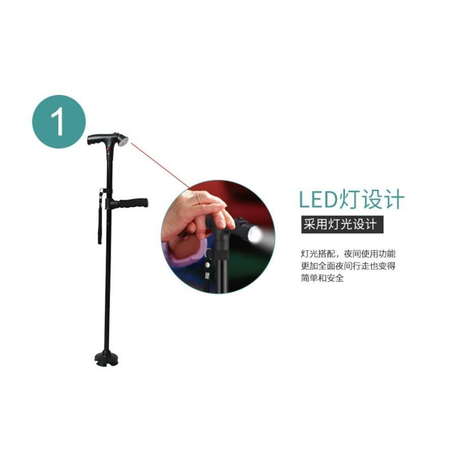 第二代來了 內建警報器 帶扶手 起身助力不倒翁拐杖 不倒翁折疊杖 LED燈 長輩 四段高度可調 拐杖 老人手杖-細節圖4