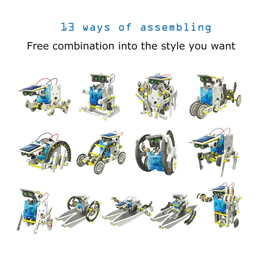 13合1太陽能拼裝玩具 DIY環保 科教益智 diy自裝 太陽能汽車 太陽能機器人 模型益智啟蒙玩具 太陽能供電-細節圖5