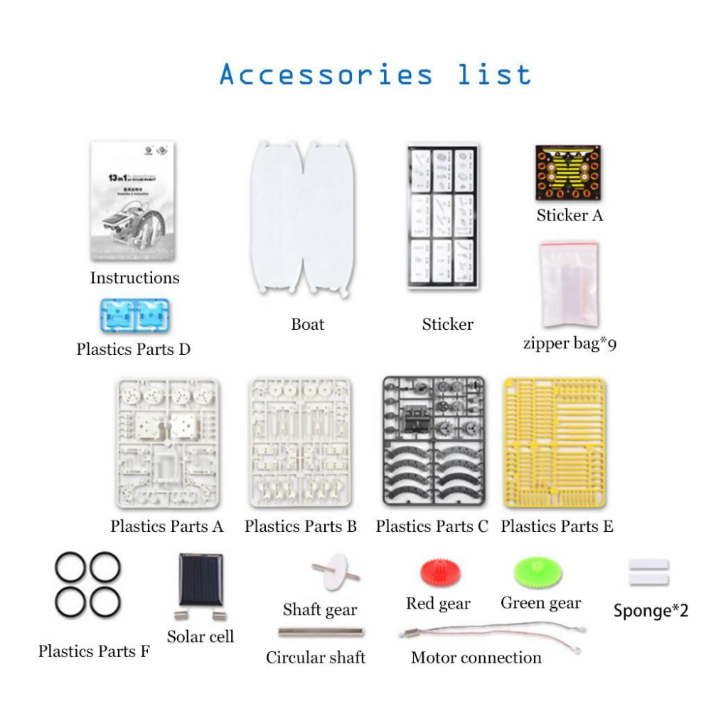 13合1太陽能拼裝玩具 DIY環保 科教益智 diy自裝 太陽能汽車 太陽能機器人 模型益智啟蒙玩具 太陽能供電-細節圖6