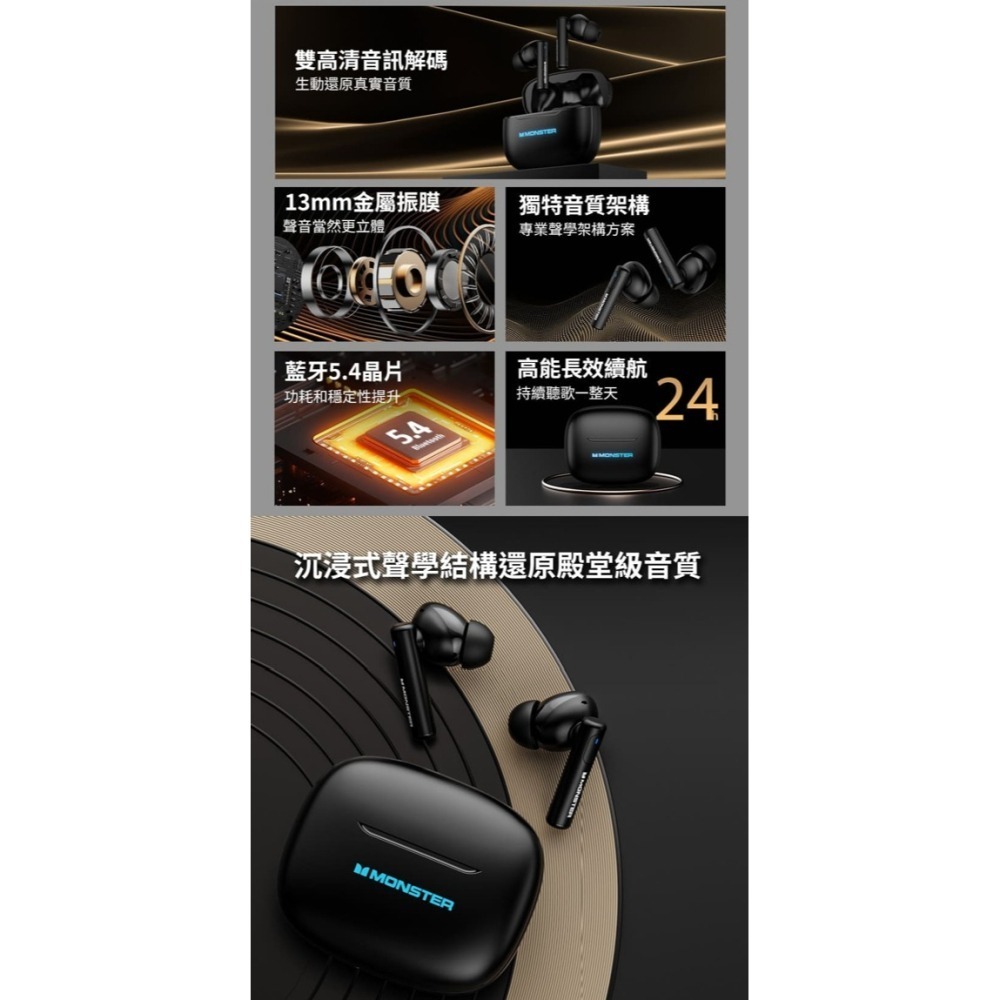 Monster Airmars XKT26主動式降噪低延遲藍牙耳機-細節圖2