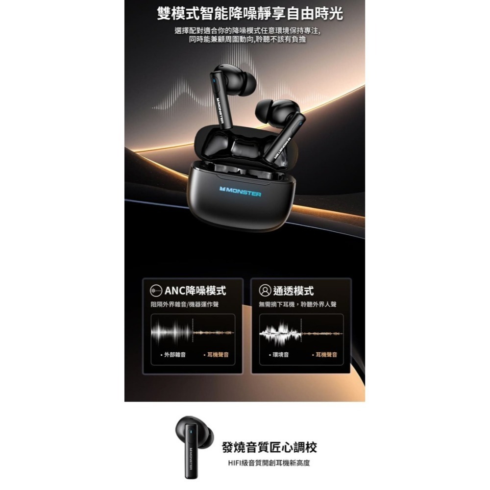 Monster Airmars XKT26主動式降噪低延遲藍牙耳機-細節圖3