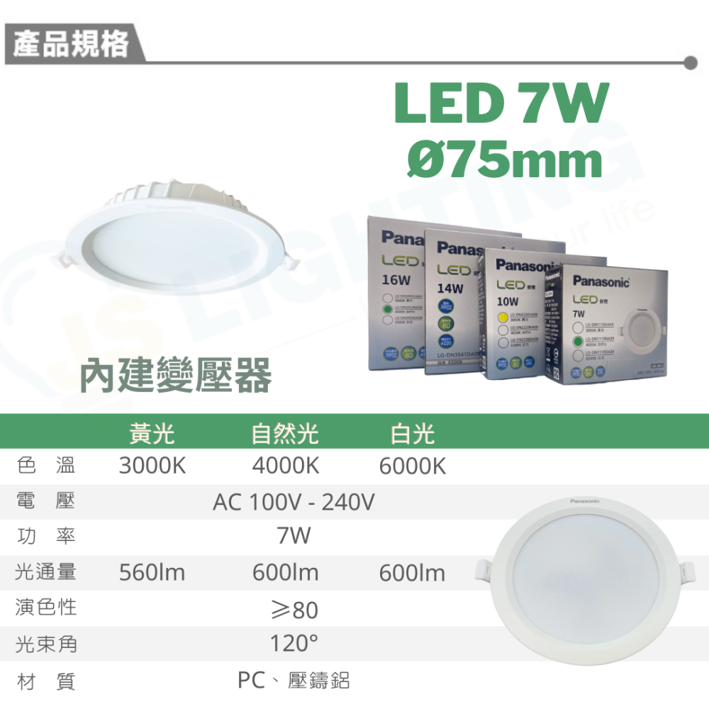 Panasonic 國際牌 崁燈 LED崁燈 圓形崁燈 全尺寸 7.5cm/9.5cm/12cm/15cm崁燈 最新款-細節圖2