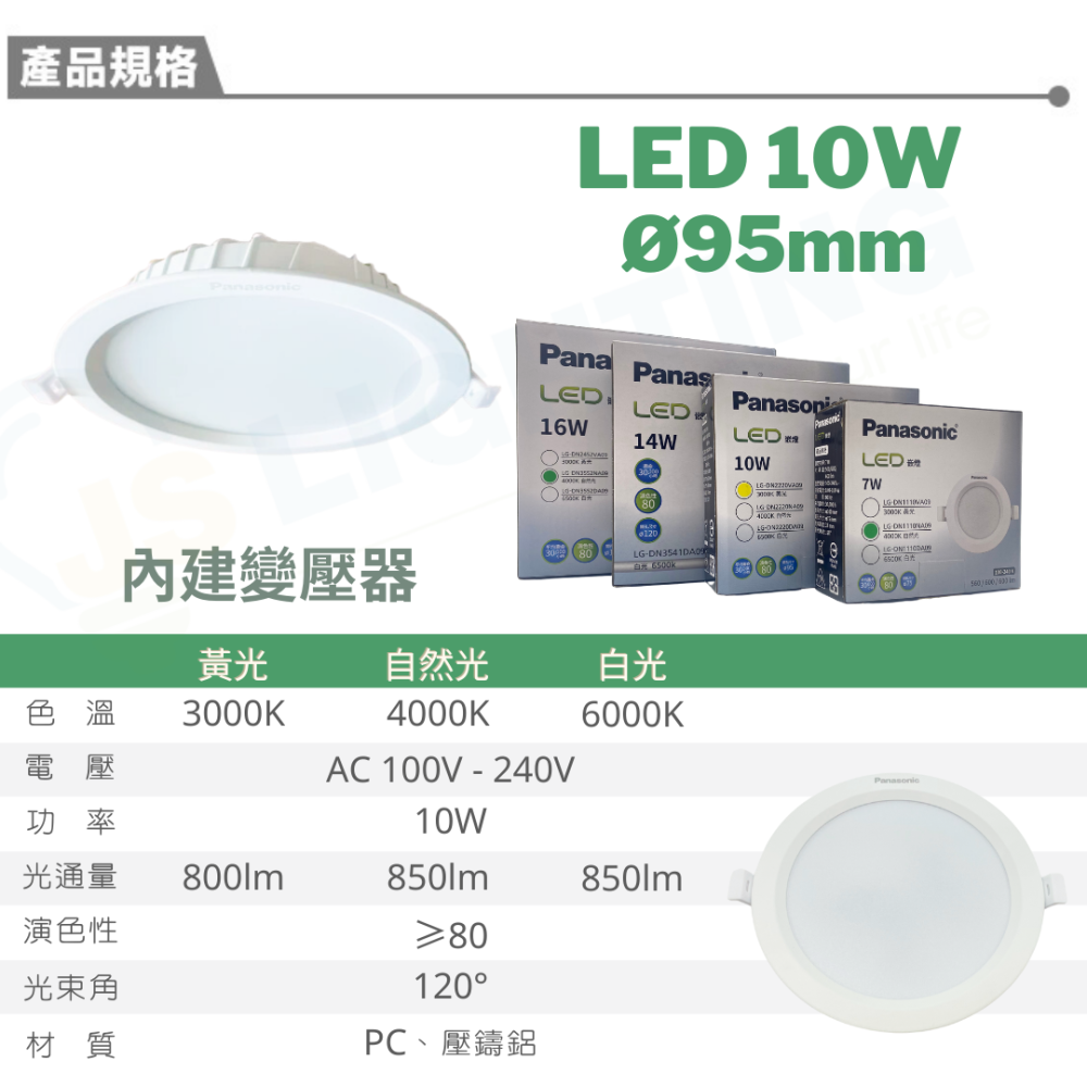 Panasonic 國際牌 崁燈 LED崁燈 圓形崁燈 全尺寸 7.5cm/9.5cm/12cm/15cm崁燈 最新款-細節圖3