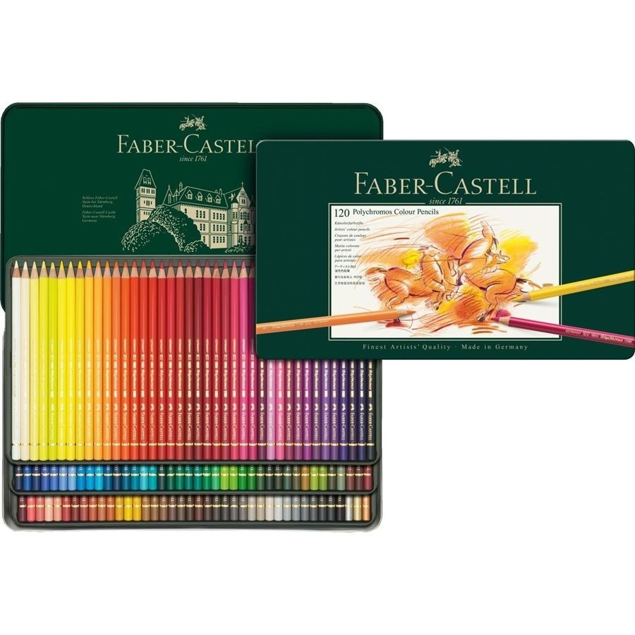 開學促銷~德國FABER-CASTELL輝柏 Artists Polychromos 專家級 綠盒 油性色鉛筆-120色-細節圖2
