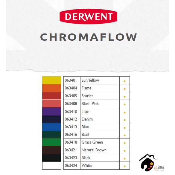 英國DERWENT德爾文 CHROMAFLOW 油性色鉛筆鐵盒組-12色-細節圖2