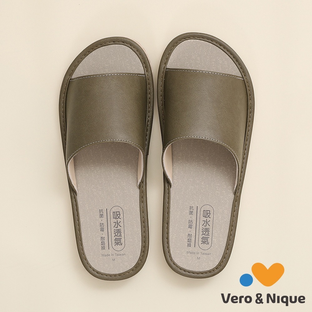 【維諾妮卡】瞬吸透氣★文青風格吸水皮料室內拖鞋(3色) 台灣製 抗菌防霉 快乾舒適 親膚皮料-細節圖5