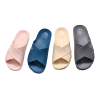 【Fun Plus+】交叉設計★簡約純色室外拖鞋 (4色) 透氣/輕量/耐磨/原廠公司貨