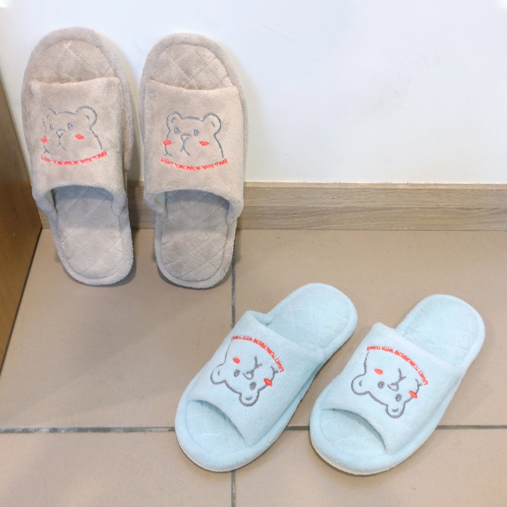 【333家居鞋館】軟綿萌熊 甜美保暖室內布拖鞋 (2色) 柔軟 親膚 輕量 保暖 絨布-細節圖10