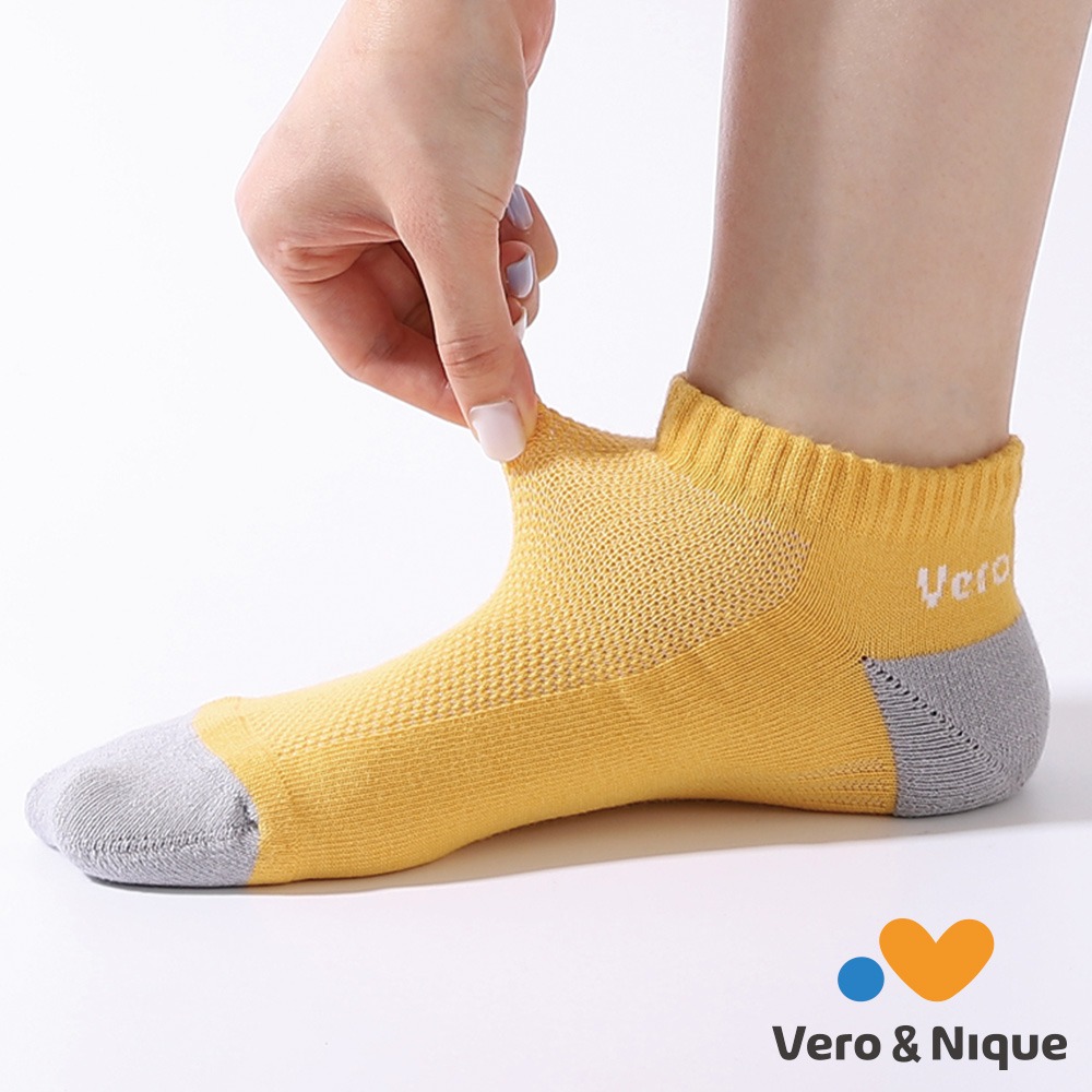 【維諾妮卡】緩衝支撐★抗臭呼吸襪-水藍/藏青/白/黃-細節圖2
