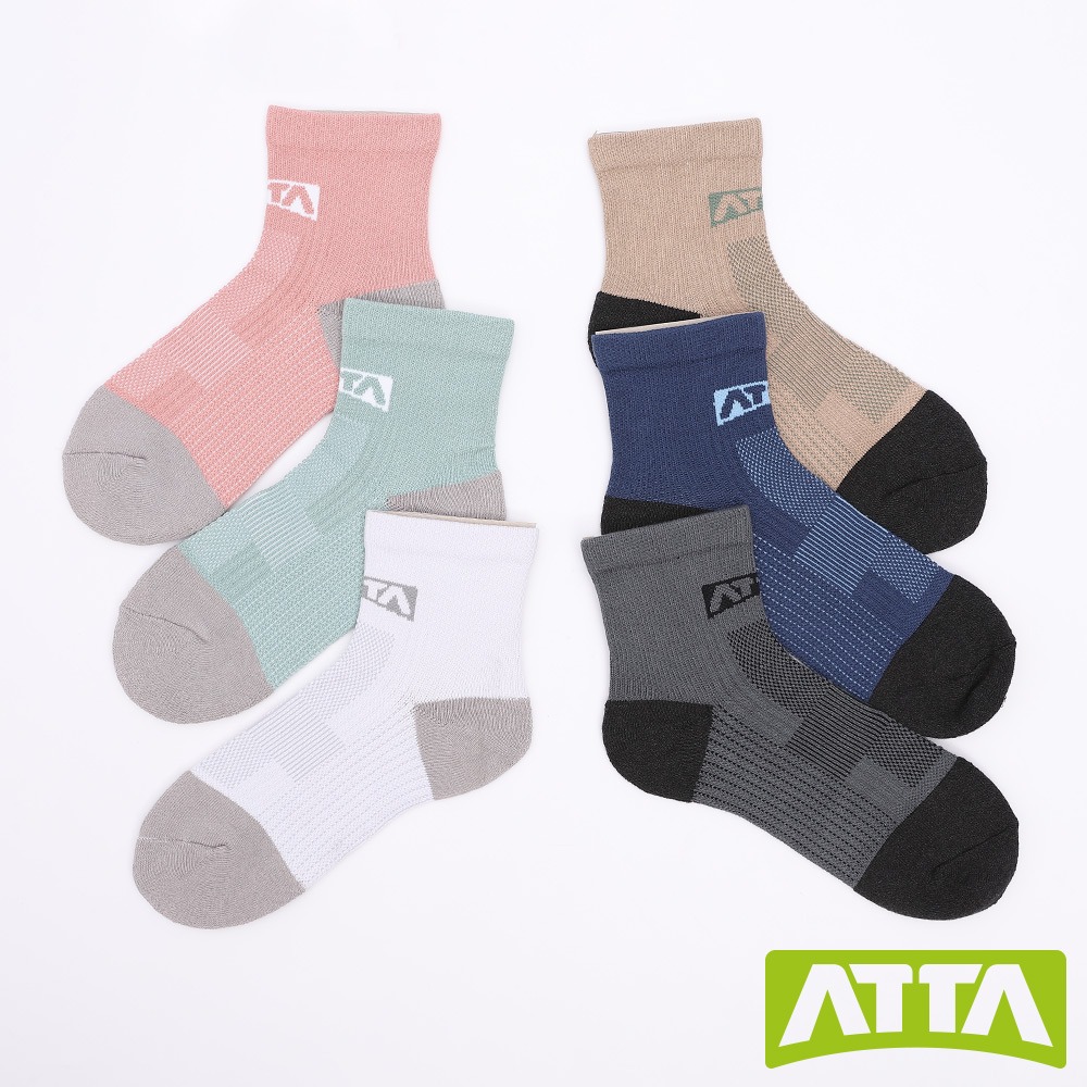 【ATTA】緩衝支撐★足弓支撐良伴襪-粉/藍/綠/灰/白/卡其-細節圖6
