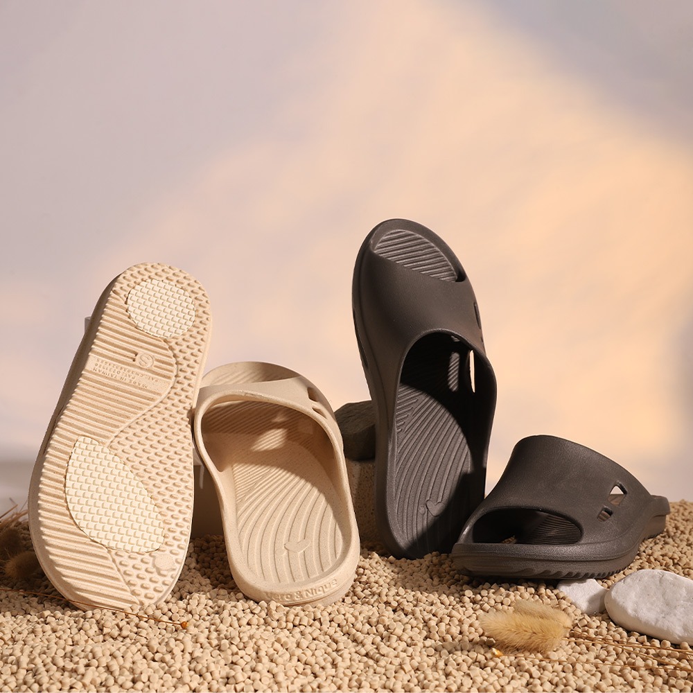 【維諾妮卡】止之稻環保拖鞋-炭色/米色-細節圖3