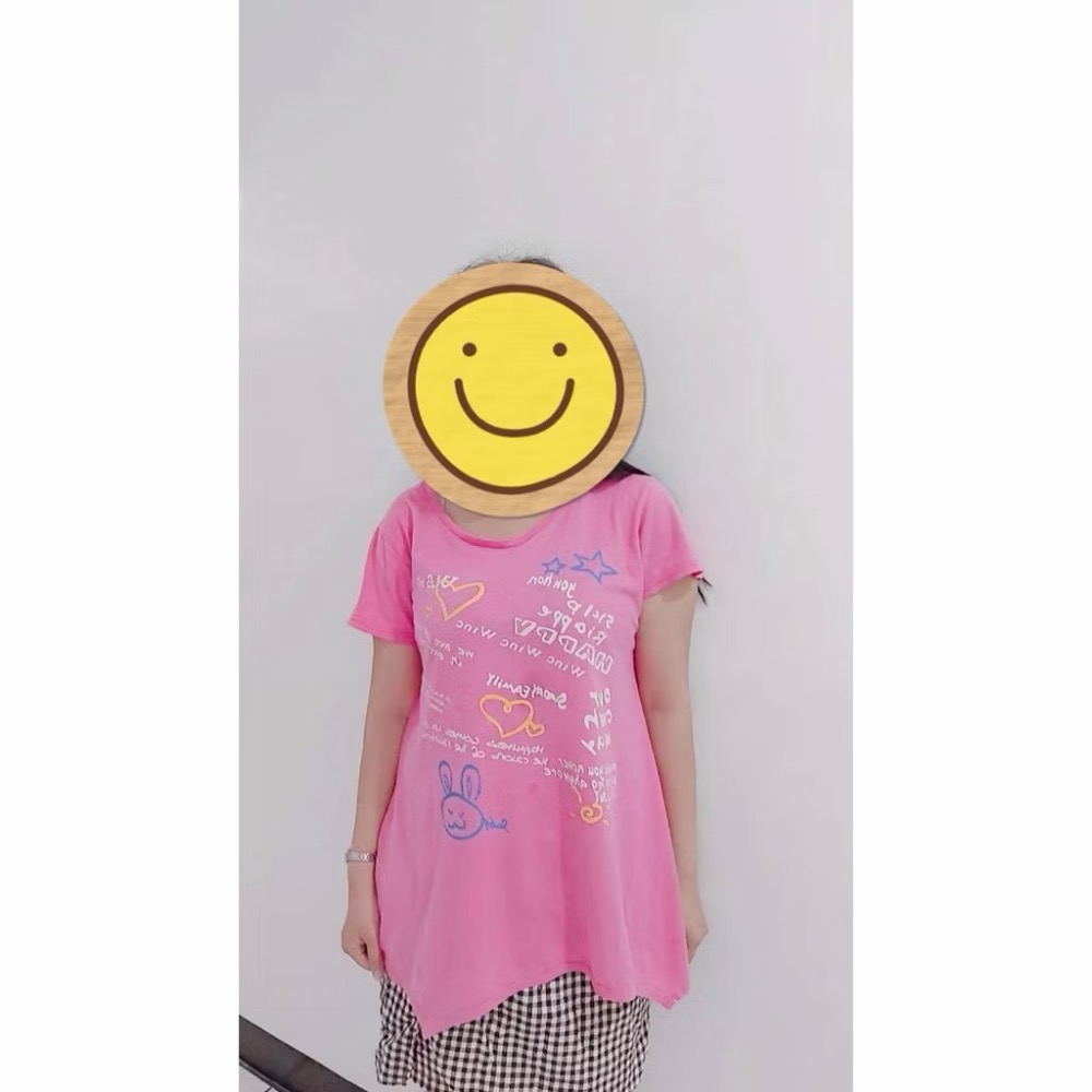 二手衣物出清 優惠二手衣物 🎀長版上衣 粉色 短袖 休閒裝 🥰二手品-細節圖2