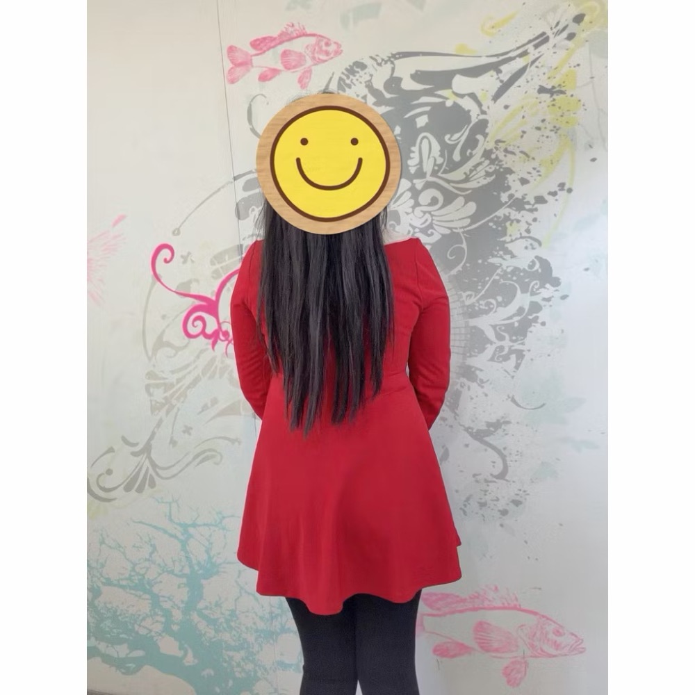 二手衣物出清 優惠二手衣物 大特賣 ❤️紅色翻領長袖洋裝👗二手品-細節圖2