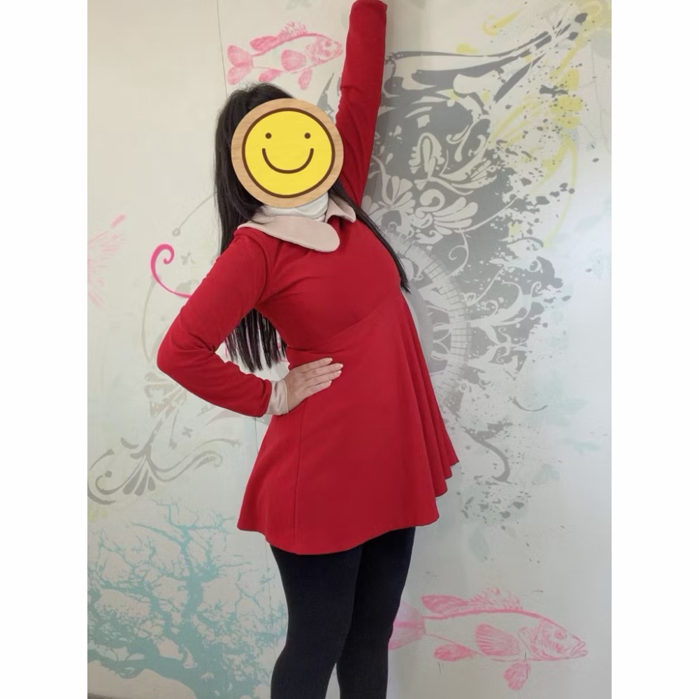 二手衣物出清 優惠二手衣物 大特賣 ❤️紅色翻領長袖洋裝👗二手品-細節圖5