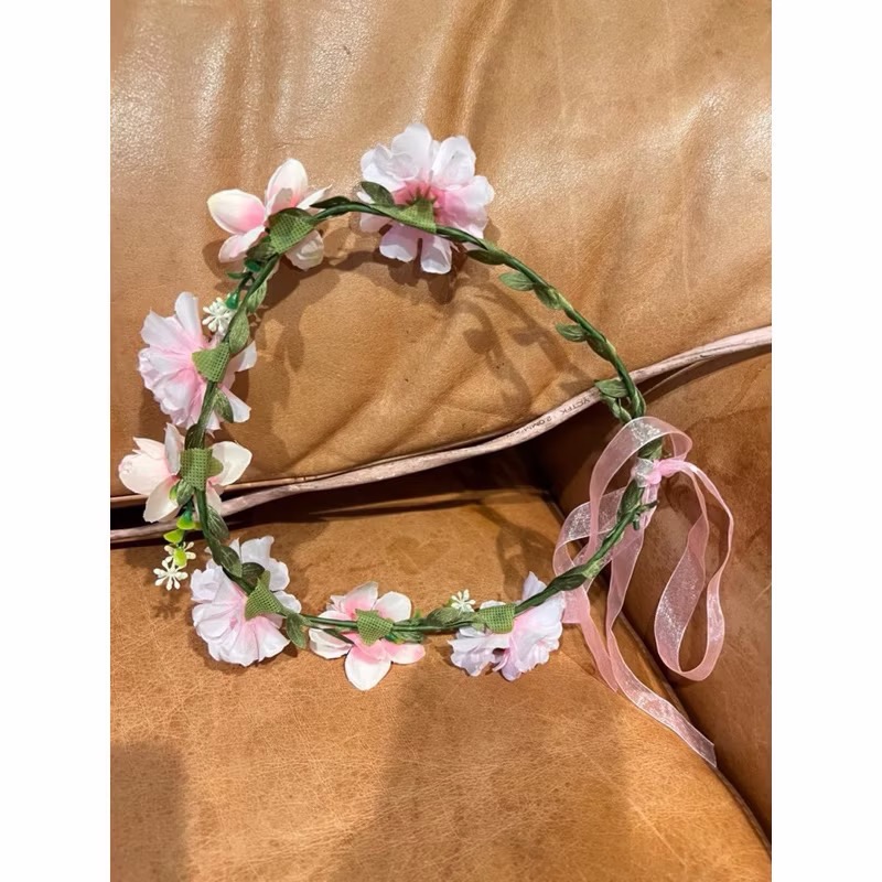 二手品出清 優惠二手品 大特賣 彩色花環頭飾髮箍女花朵（二色）-細節圖2