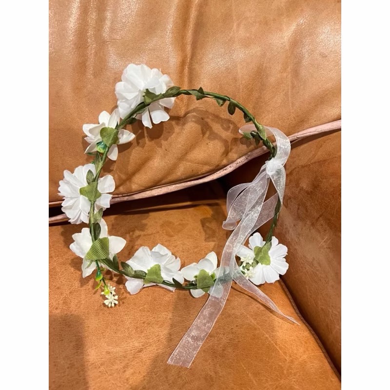 二手品出清 優惠二手品 大特賣 彩色花環頭飾髮箍女花朵（二色）-細節圖3
