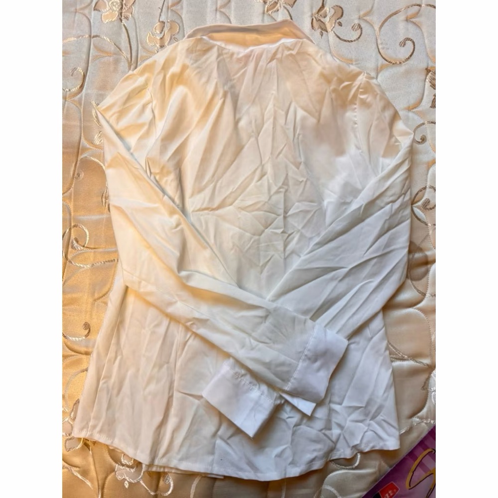 二手衣物出清 優惠二手衣物 🎀 女生白色長袖襯衫荷葉邊開襟鈕扣😀二手品-細節圖2