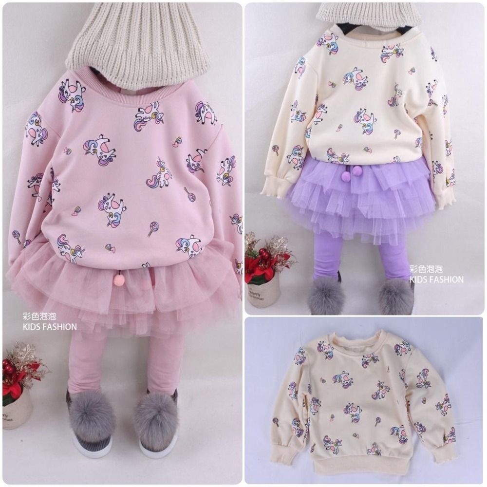 ○。° 彩色泡泡 °。○ 童裝【貨號F31495】冬。滿版彩虹小馬厚棉刷毛上衣~2色-細節圖2