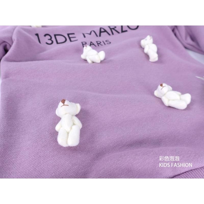 ○。° 彩色泡泡 °。○ 童裝【貨號F31474】冬。紫色立體小熊長版上衣-細節圖6