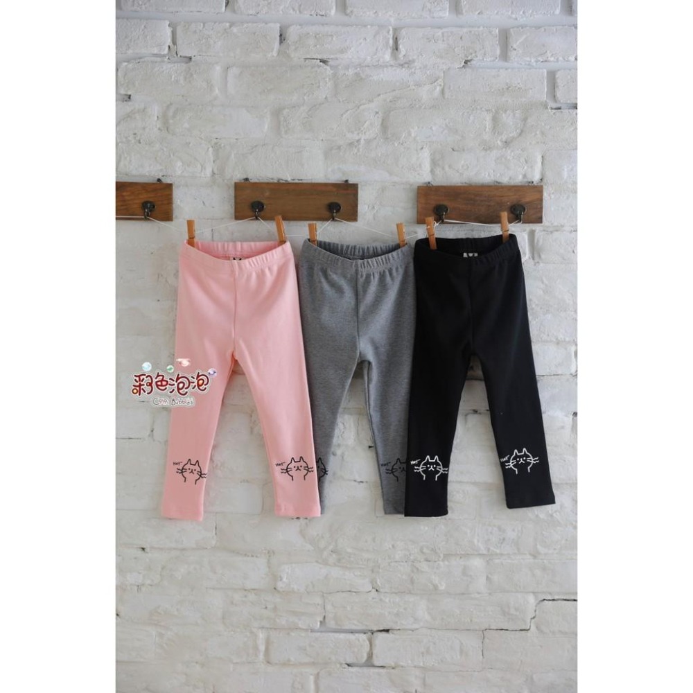 ○。° 彩色泡泡 °。○ 童裝【貨號H20407】秋冬。可愛貓咪彈性貼腿褲~3色-細節圖2