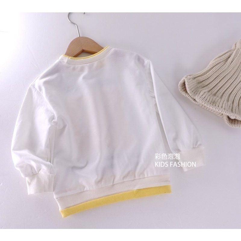 ○。° 彩色泡泡 °。○ 童裝【貨號F31546】秋冬。白色滾黃邊笑臉棉T-細節圖3