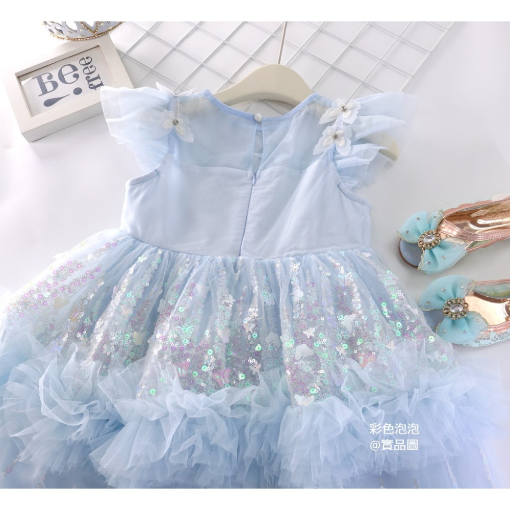 彩色泡泡 童裝【貨號C11097】中大童藍亮片公主洋裝 女童禮服紗裙 生日派對洋裝 表演禮服-細節圖6