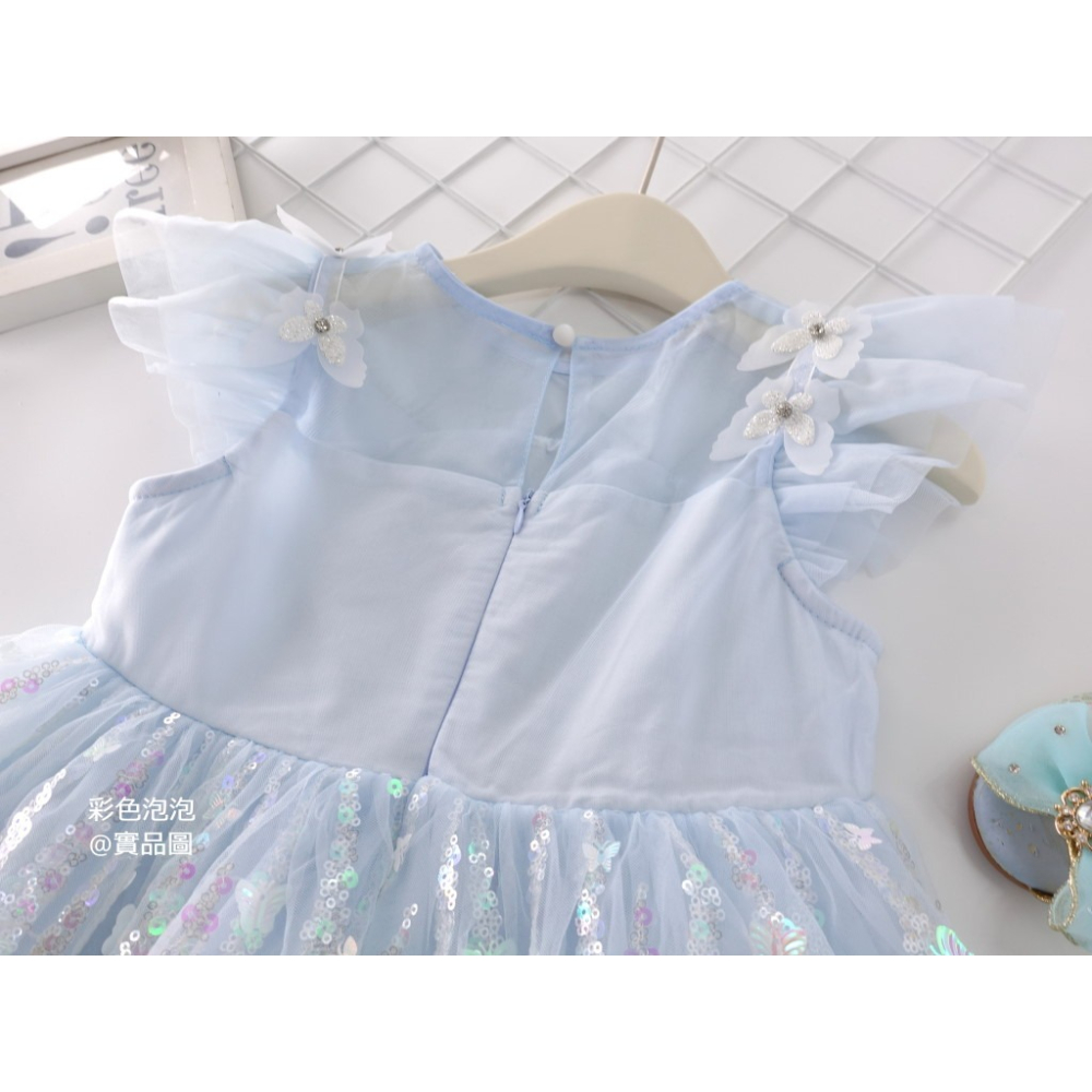 彩色泡泡 童裝【貨號C11097】中大童藍亮片公主洋裝 女童禮服紗裙 生日派對洋裝 表演禮服-細節圖11