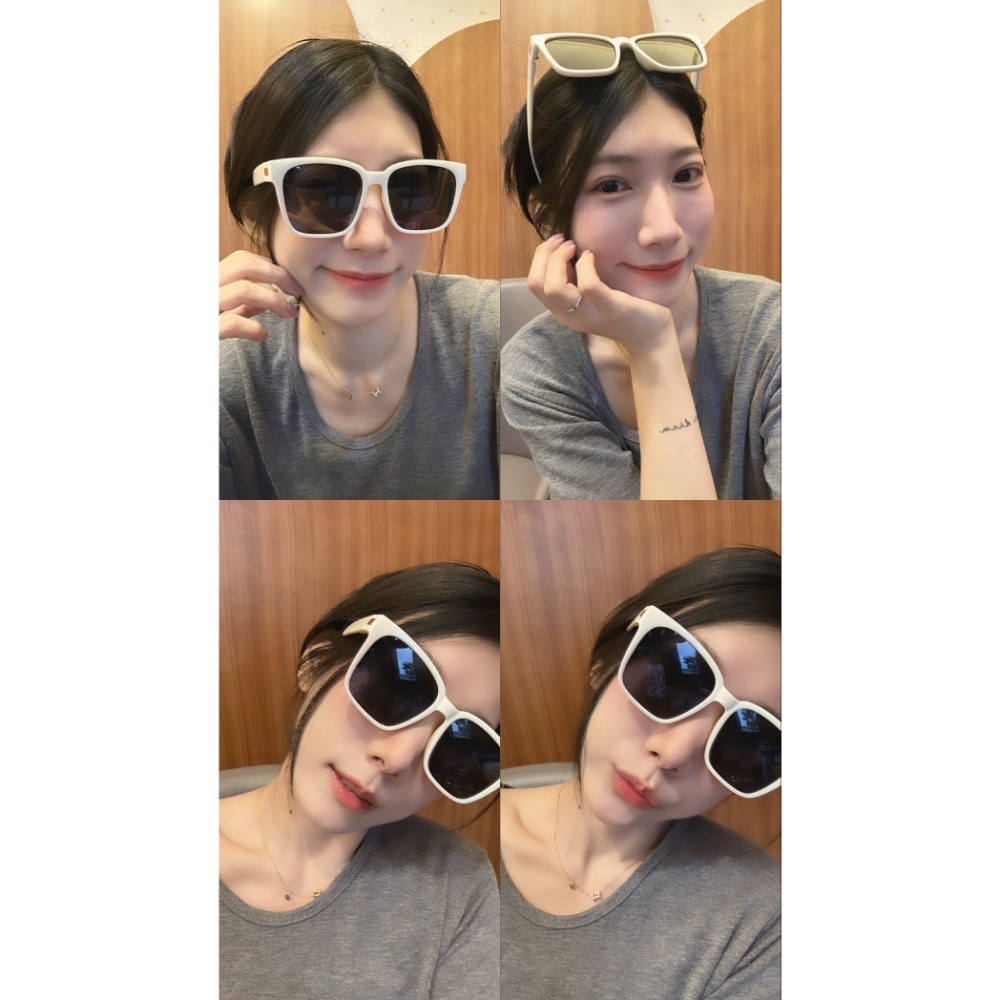 🌙韓系簡約米白方框太陽眼鏡｜顯瘦小臉・百搭時尚墨鏡・抗UV 工廠直批 現貨B03-細節圖4