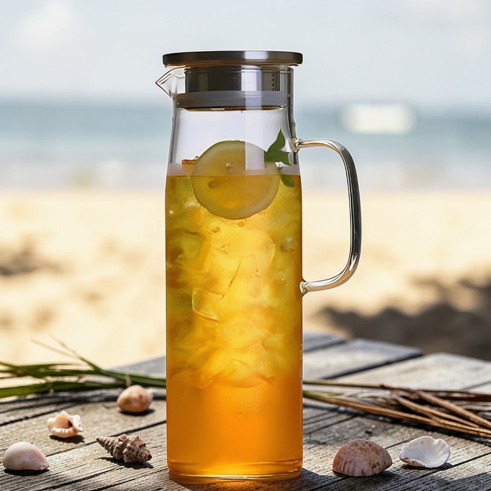 直立式玻璃冷水壺 附柄冷水壺 耐熱大容量 1200ml/1500ml 泡茶冰水壺-規格圖7