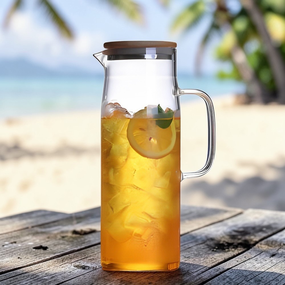 直立式玻璃冷水壺 附柄冷水壺 耐熱大容量 1200ml/1500ml 泡茶冰水壺-規格圖7