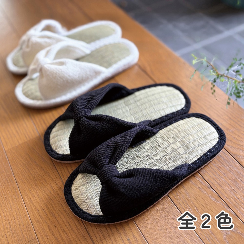日系緞帶榻榻米拖鞋 居家用 木地板適用 室內居家涼拖鞋 草蓆感靜音防滑女拖鞋-細節圖3