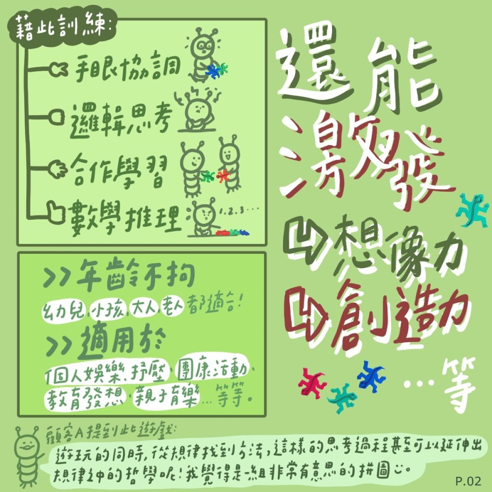 大師藝術拼圖：蜥蜴拼圖─彩色（小）(一組二盒共30隻) （探索教育教材）  獨家代理商品-細節圖4