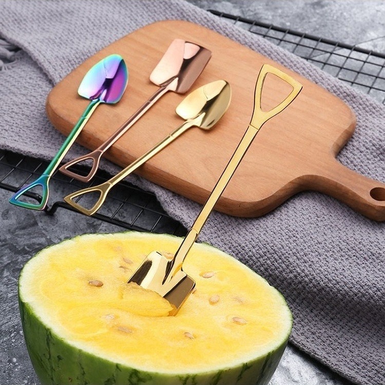 【台灣24h出貨】鏟子湯匙 湯匙叉子 鏟子叉子 小湯匙 水果叉 咖啡杓 造型湯匙 鐵鏟湯匙 攪拌湯匙【RS1397】-細節圖8