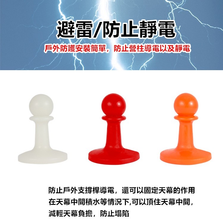 防雷帽 避雷帽 衛兵防雷帽 營柱防雷帽 天幕桿防雷帽 露營 保護套 防營繩滑落 夜光 瑩光 露營用品【CP079】-細節圖5