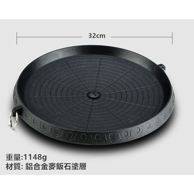 【🔥附發票24H出貨🔥】麥飯石烤盤 韓式烤盤 圓盤 烤肉盤 無煙烤盤 卡式爐 露營 戶外 烤肉【RS1133】-細節圖3