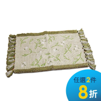 棉花田【艾菲-綠】純棉刺繡編織鬚邊踏墊(45x70cm)