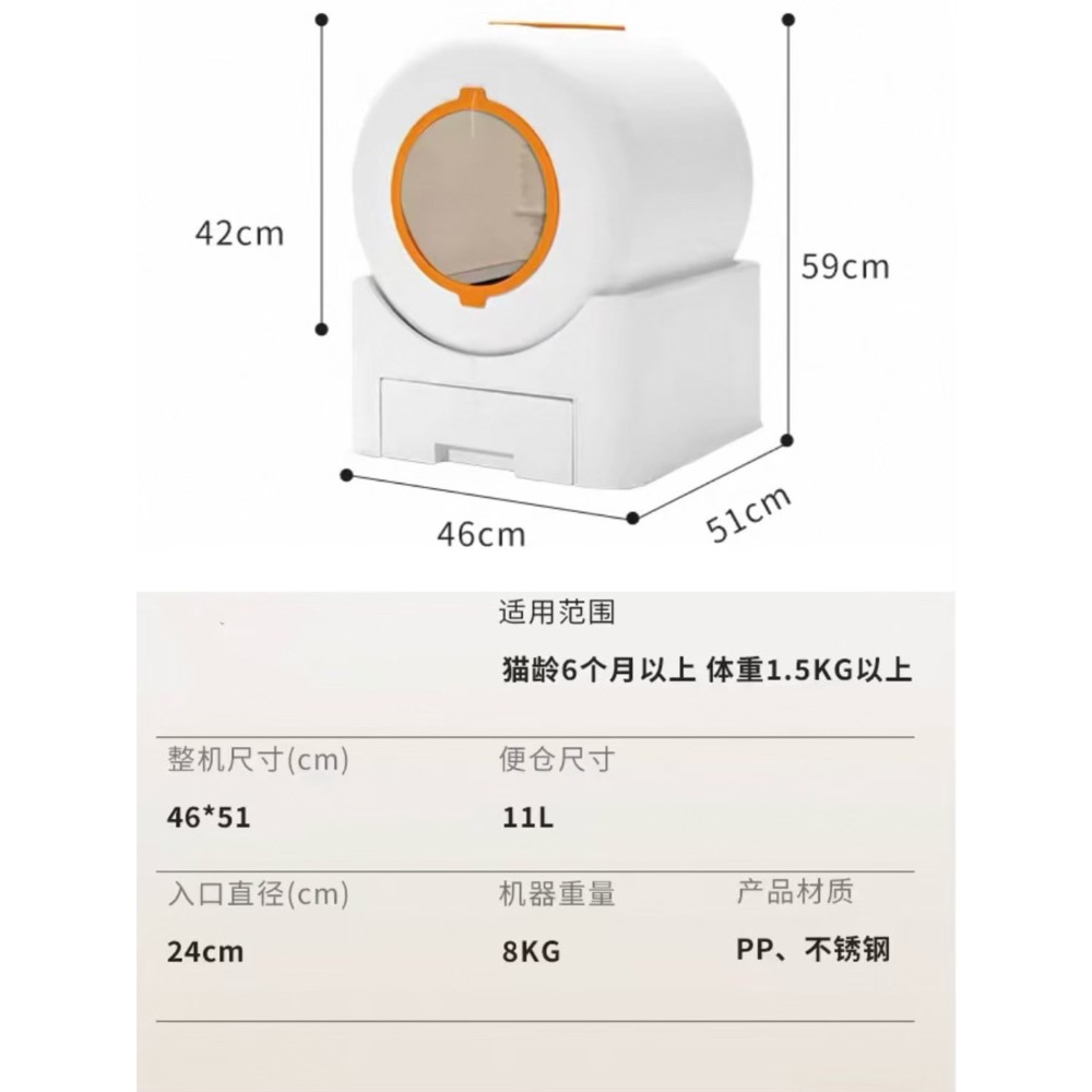 全自動貓砂機 自動貓砂盆 貓咪廁所  防臭 貓砂機 自動鏟屎 殺菌消毒 全貓砂通用 64L大空間 封閉式貓砂盆-細節圖7