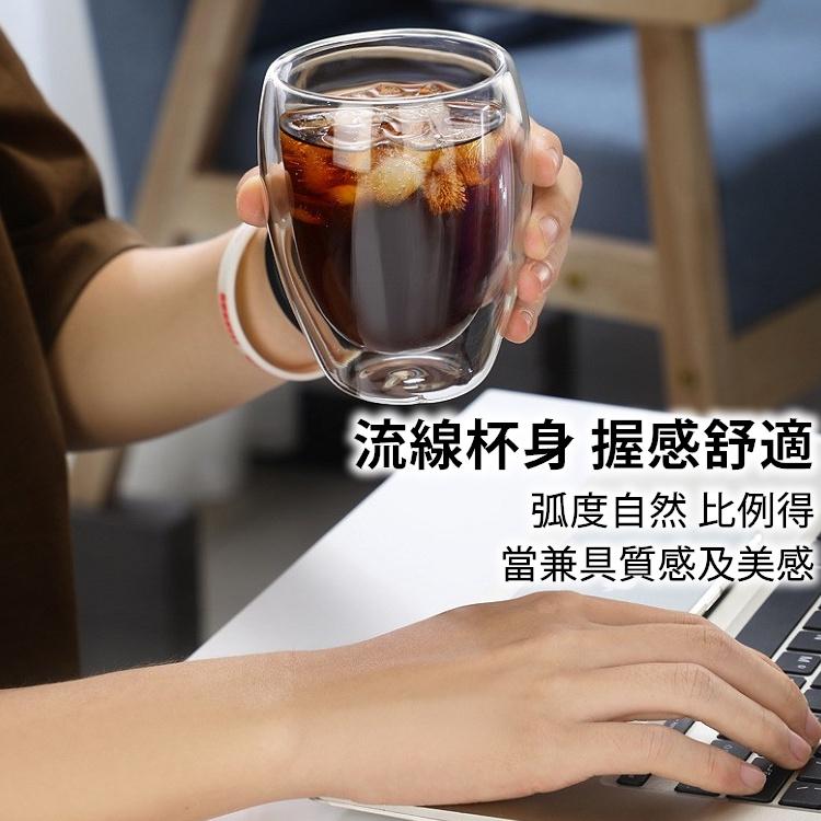 【台灣現貨24h出貨】雙層玻璃杯 耐熱玻璃杯 雙層杯 咖啡杯 杯子 茶杯 透明杯子 水杯 隔熱杯玻璃杯【RS1377】-細節圖5