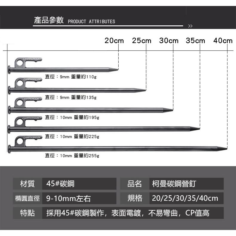 【台灣現貨24h出貨】營釘 大黑釘 Campingmoon 柯曼 碳鋼 黑釘 柯曼營釘 露營 野營 天幕【CP124】-細節圖2