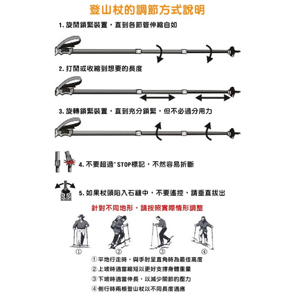 【台灣現貨24h出貨】登山杖 超輕量 登山 登山用品 拐杖 手杖 鋁合金 鎢鋼 鋁合金登山杖 四節【CP068】-細節圖8