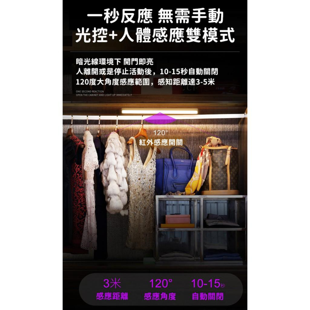 【台灣免運出貨】感應式LED燈條 LED充電感應燈 LED燈 感應燈 櫥櫃燈 人體感應燈 小夜燈 露營燈【RS1315】-細節圖4