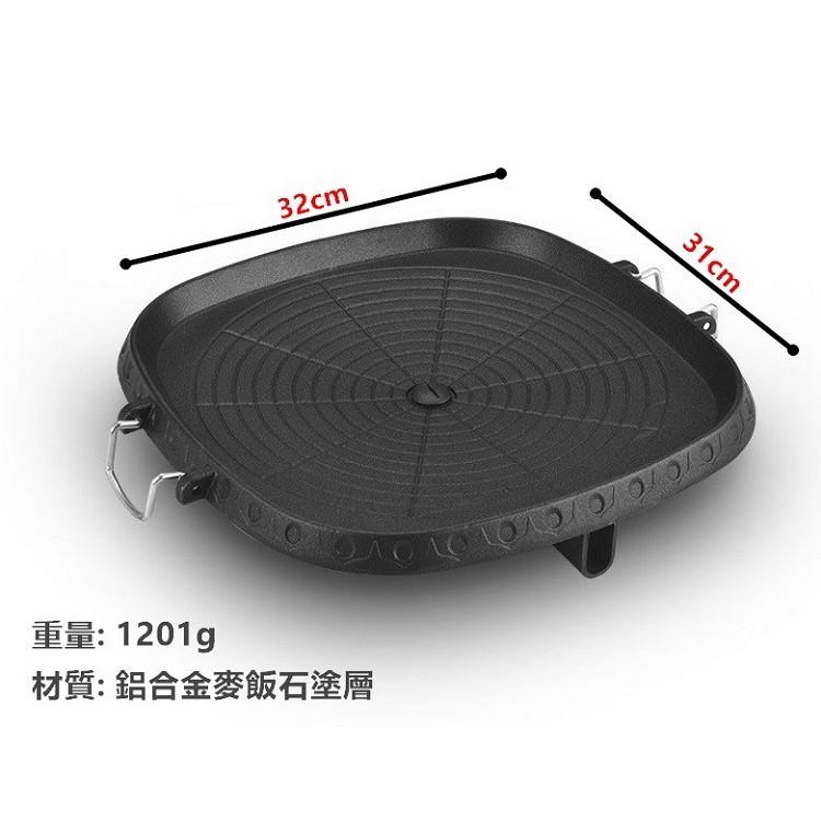 【韓式方形麥飯石烤盤】烤肉盤 鐵盤 方盤 烤盤 牛排烤盤 濾油烤盤 不沾塗層 卡式爐用 烤肉 露營【RS1133】-細節圖2