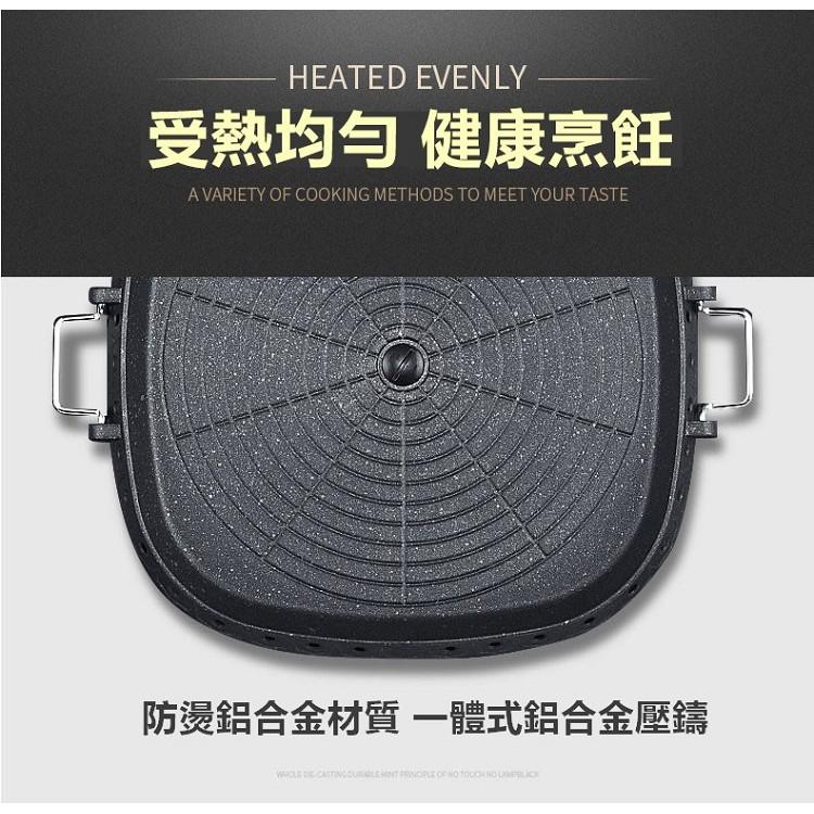 【韓式方形麥飯石烤盤】烤肉盤 鐵盤 方盤 烤盤 牛排烤盤 濾油烤盤 不沾塗層 卡式爐用 烤肉 露營【RS1133】-細節圖4