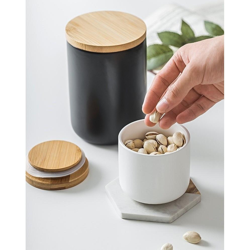 儲物罐 北歐風陶瓷密封罐 木質密封蓋 調料收納 陶瓷密封罐 廚房居家 廚房收納 食品收納 儲物罐帶蓋【RS997】-細節圖6