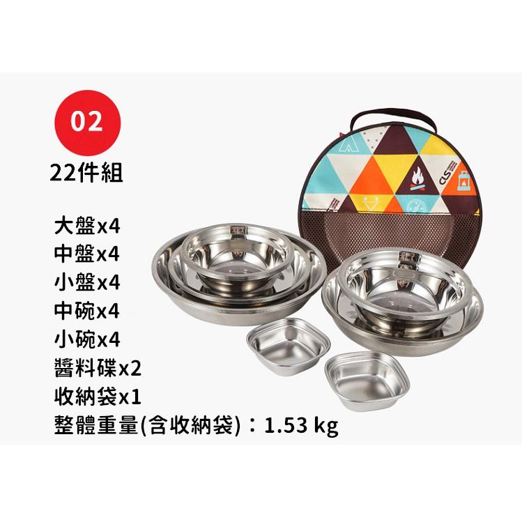 露營鍋具 CLS不鏽鋼碗盤17件組 22件組 贈收納袋 不鏽鋼餐具 碗盤 攜帶式餐具 碗盤組 戶外碗盤【CP058】-細節圖5