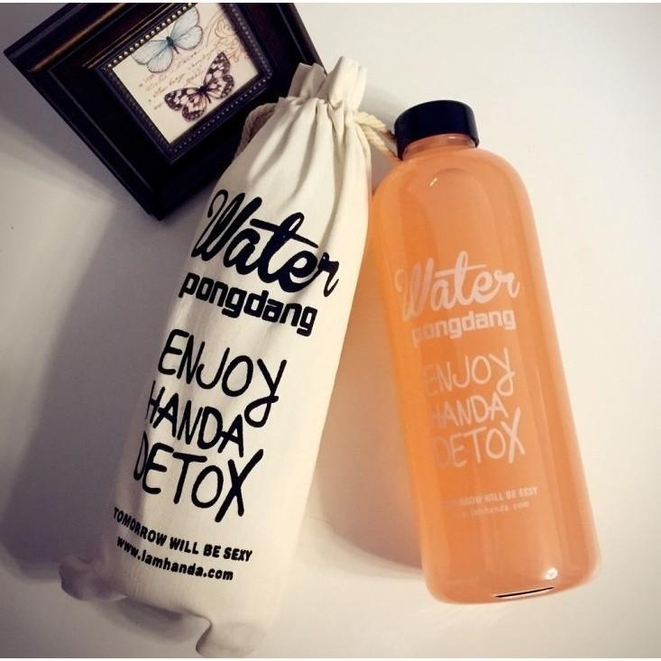 Pongdang water韓國玻璃杯 透明水杯 創意水瓶 隨身杯隨行杯 1000ml 【RS453】-細節圖3